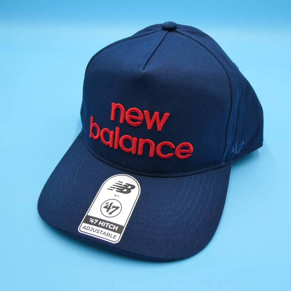New Balance Hat Mens One‎ Size 47 Hitch Navy Blue Red Logo Adjustable Snapback